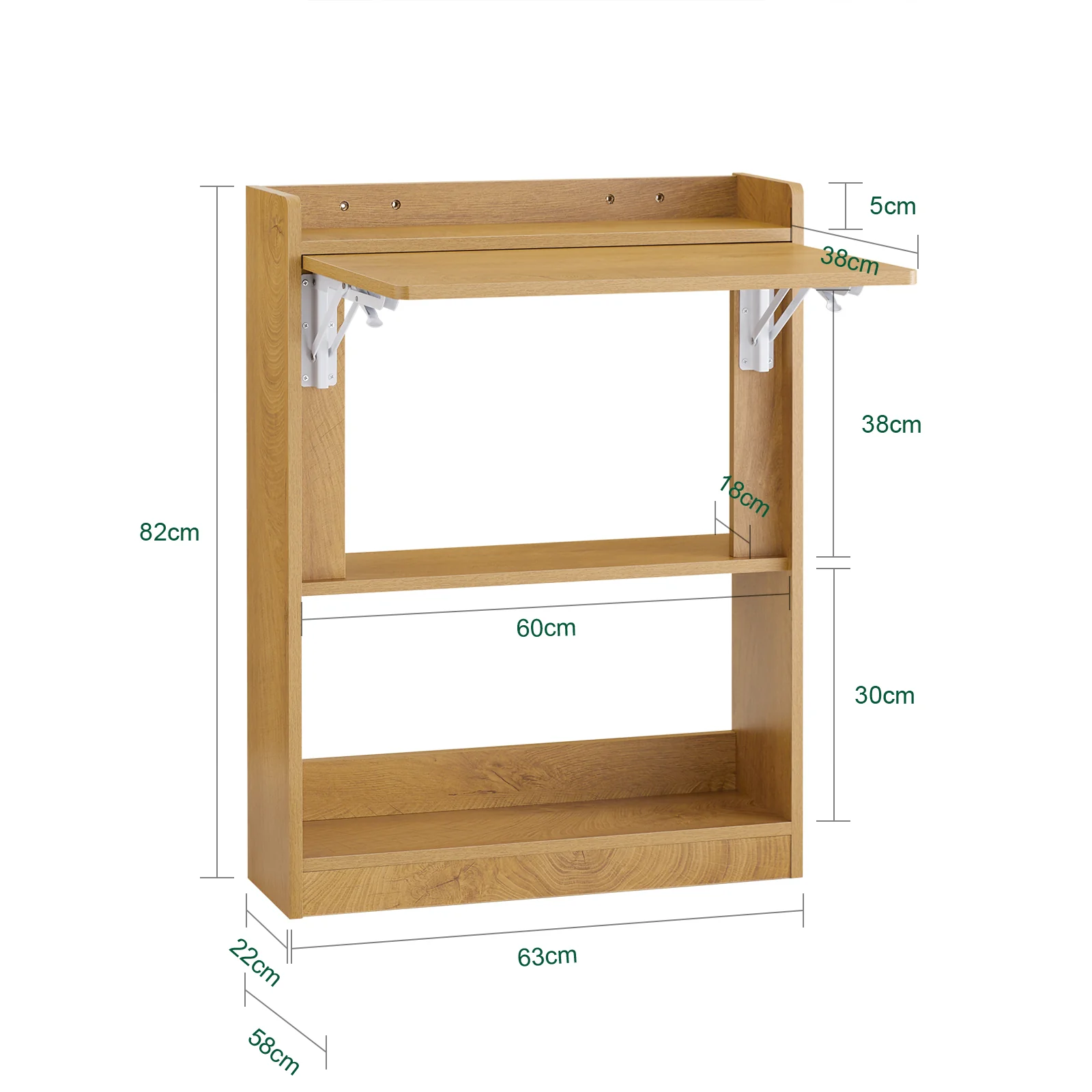SoBuy FWT92-N Inklapbaar Bureau – Multifunctionele Laptoptafel met Opbergrekken, Thuiswerktafel, Bureau voor Thuis of Kantoor, 63x58x82cm - Image 5