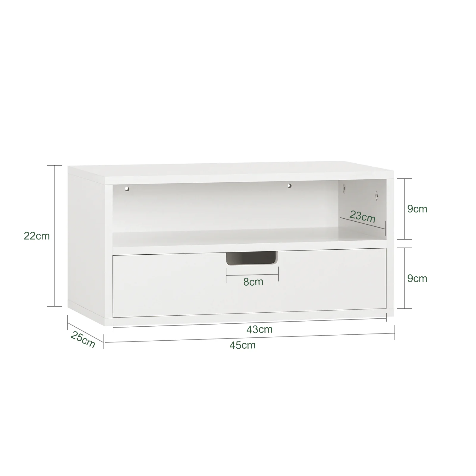 SoBuy NKD03-W Zwevend Nachtkastje met Lade, Hangend Nachttafeltje, Bijzettafel Zwevend, Wandplank, Wandkast voor Slaapkamer - Image 4