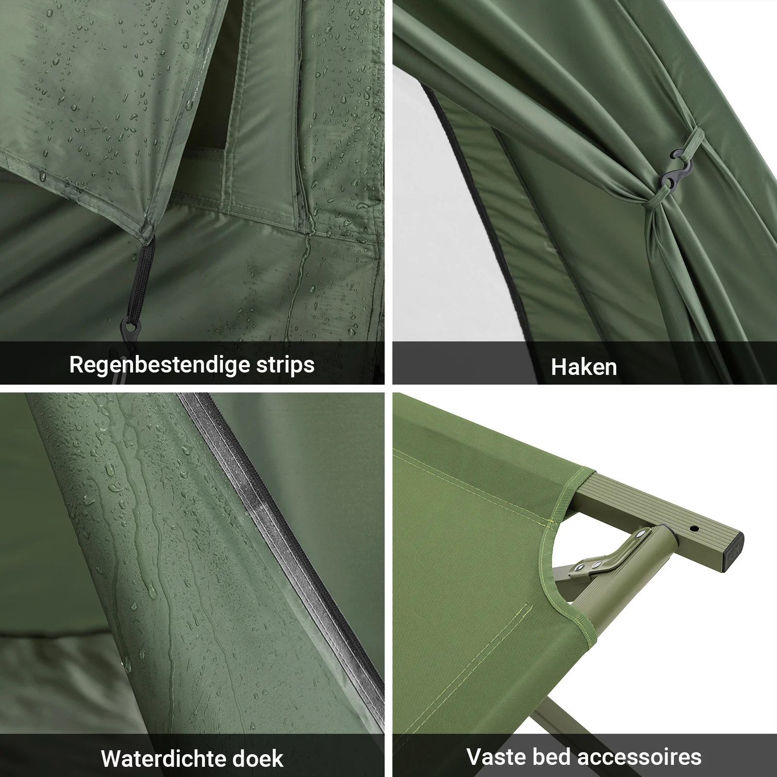 SoBuy OGS32-II-GR Campingtent enkele tent met lamphaak en schoenenopbergvakken 2-in-1 tent 1 persoon praktisch groen BHT ca. 193x160x86cm - Image 8