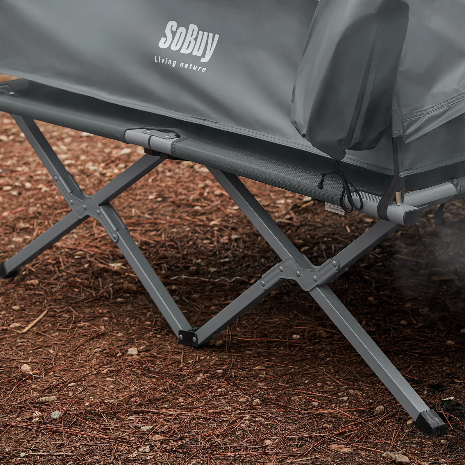 SoBuy OGS32-II-L-HG Buitenkampeertent met lampenhaken en schoenenopbergvakken 3-in-1 praktisch veldbed - Image 12
