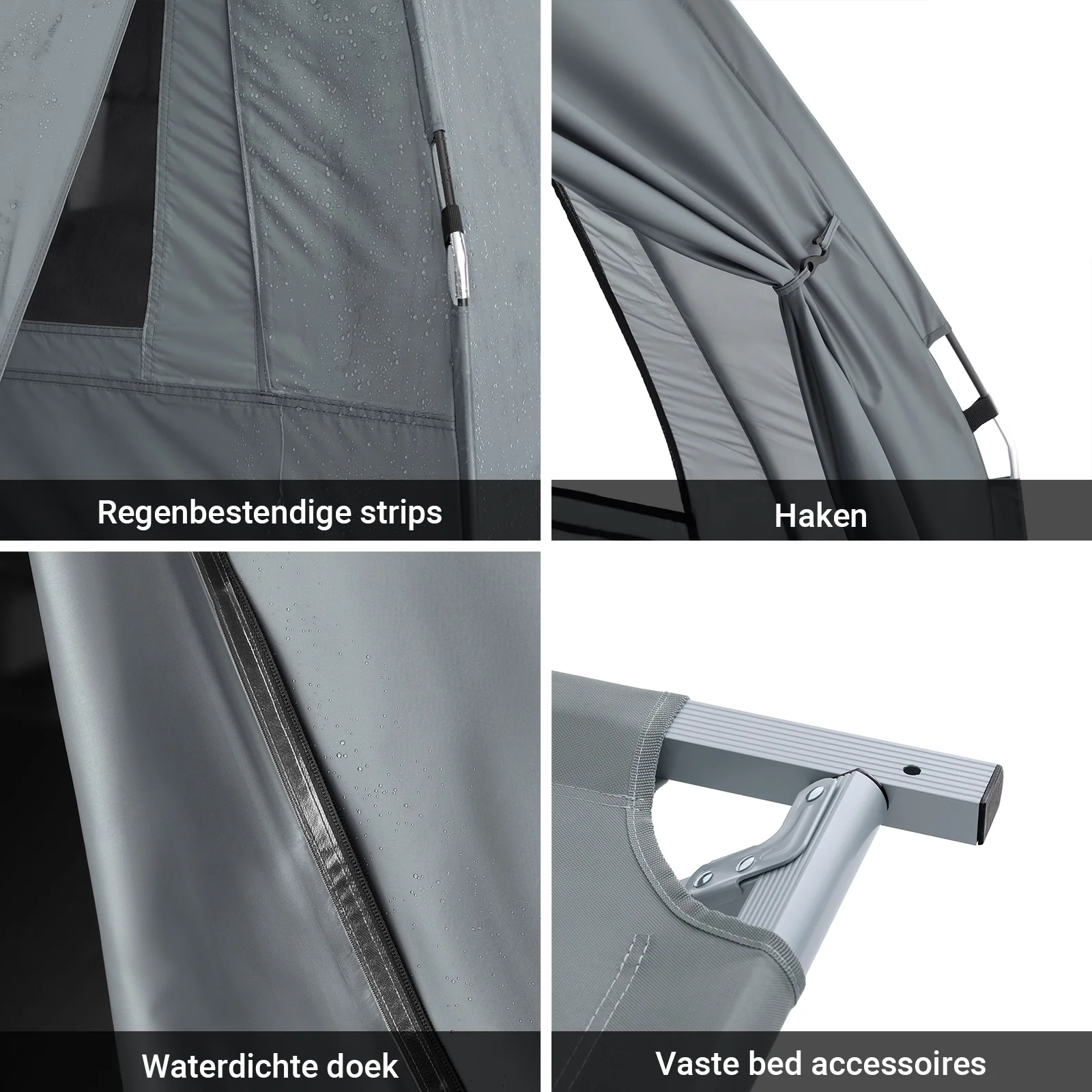 SoBuy OGS32-II-L-HG Buitenkampeertent met lampenhaken en schoenenopbergvakken 3-in-1 praktisch veldbed - Image 8
