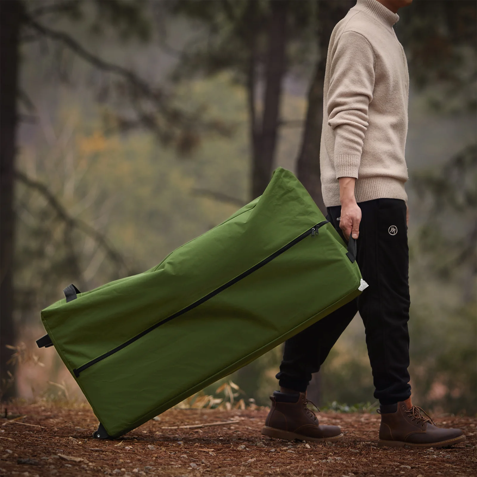 SoBuy OGS61-L-GR | Opvouwbaar Campingbedje | 3 in 1 met anti-UV dak + opblaasbare matras + draagtas | maximale belasting 300 kg | 2 personen - Image 9