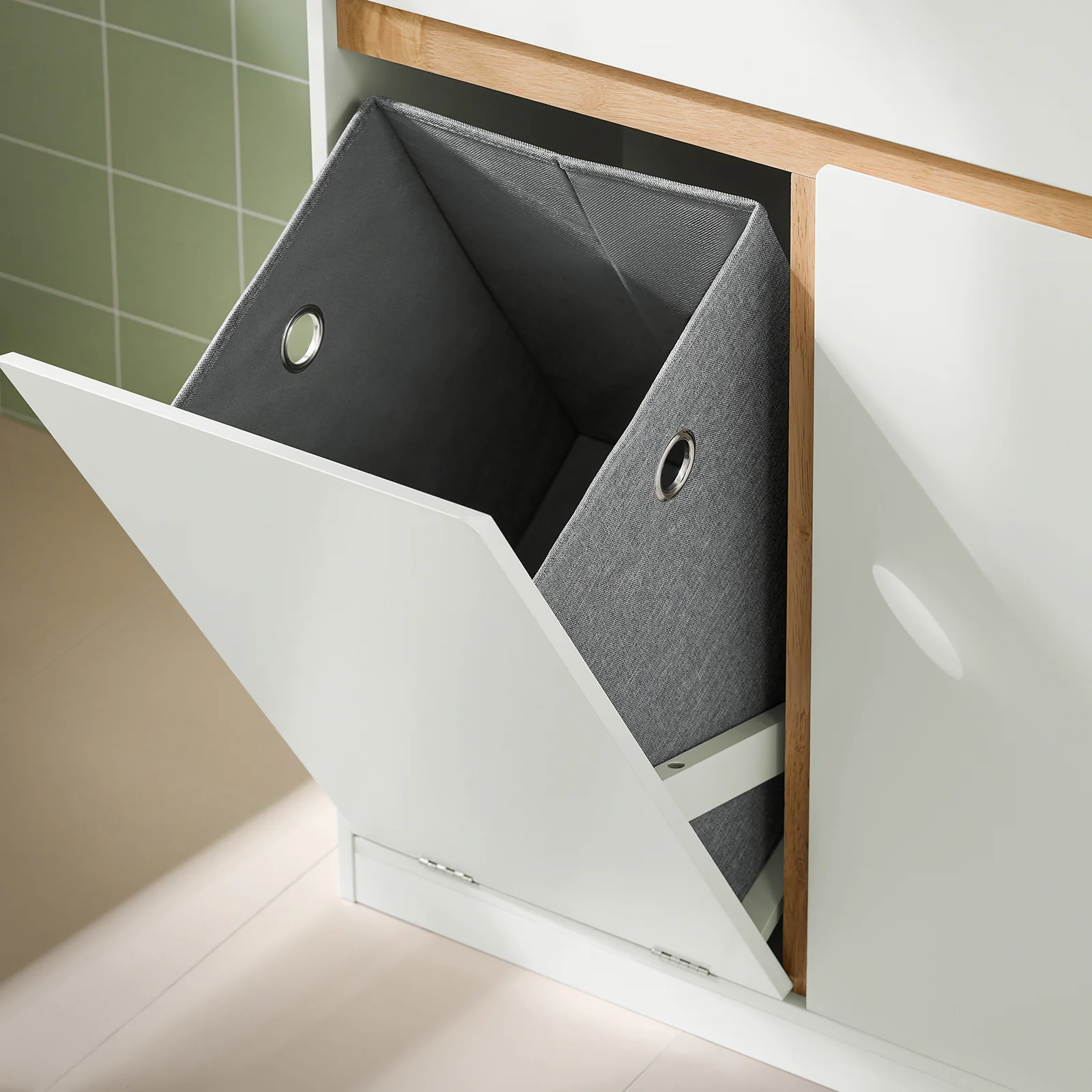 SoBuy BZR79-W Onderkast voor badkamer met afneembare wasbak, commode,toiletkast met 1 lade en 1 wasmand - Image 9
