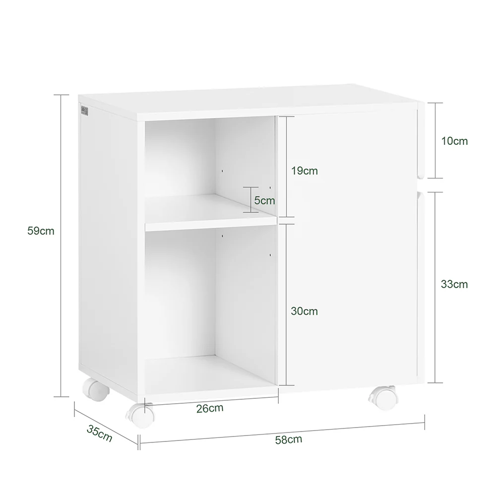 SoBuy ASK05-W Printertafel, Bureau Onderstel met 2 Laden, Mobiele Bureaukast - Image 4
