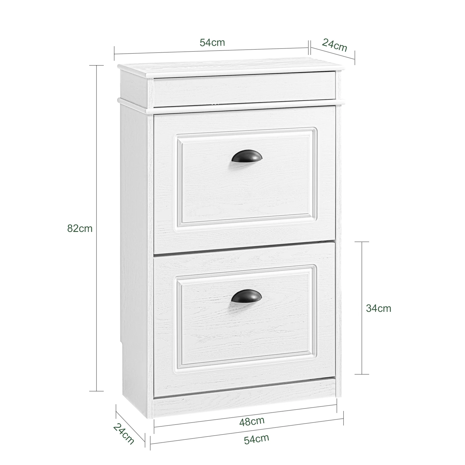 SoBuy FSR78-WG Schoenenkast met 2 kleppen, schoenenkast, entree, schoenenkast, schoenenrek, 8 paar, voor hal, entree, 54 x 24 x 82 cm, verouderd houteffect, wit - Image 5