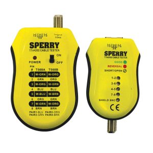 Gardner Bender Sperry Instruments TT64202 Cable Test Plus Coax & UTP/STP Cable Tester – Detects: Shorts / Miss-Wires & Reversals Wiring Reference Chart Included 2 Pc. Kit Yellow & Black