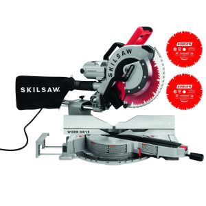SKIL 12 Worm Drive Dual Bevel Sliding Miter Saw with 2 Additional Blades