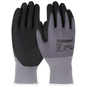 Protective Industrial Products Gloves Gray PosiGrip Seamless Knit Nylon with Nitrile Small