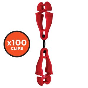 Ergodyne Squids 3420 Red Swivel Glove Clip Holder Dual Clips 100pk