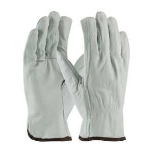 Protective Industrial Products Drivers Gloves White Economy Top Grain Cowhide Leather 2X