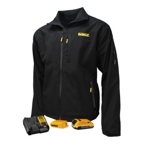 DEWALT Mens Heated Kit Soft Shell Jacket With Battery/Charger Black Large