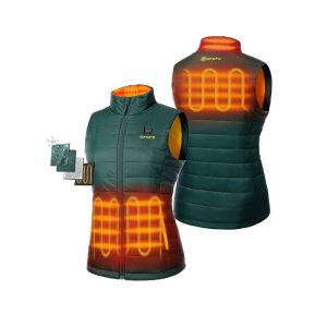 ORORO Womens Green & Gold Classic Heated Vest Kit 3X