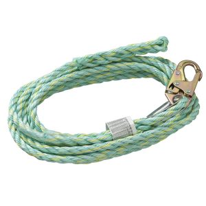 Peakworks Standard Vertical Lifeline Rope with Back Splice and Snap Hook 100 Ft. L. White