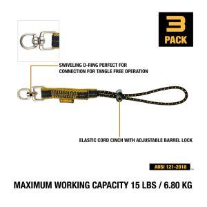 DEWALT Elastic Tool Attachment with Swiveling D Ring 3pk