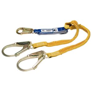 Werner 6ft DeCoil Stretch Twinleg Lanyard (DCELL Shock Pack Elastic Web Snap Hook Rebar Hook)