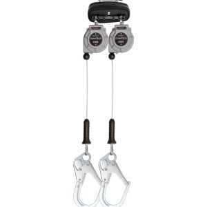 Falltech 9 ft. DuraTech Personal Leading Edge Cable SRL Twin Leg with Steel Rebar Hooks