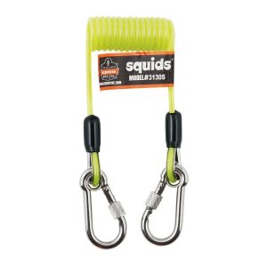 Ergodyne Squids 3130S Lime Coiled Cable Lanyard – 2Lb