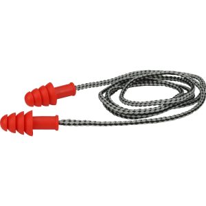 Protective Industrial Products Ear Plug Red Reusable Thermoplastic Rubber 4 Flange Corded