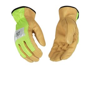 Kinco High-Visibility Lime Green Pigskin Leather Gloves