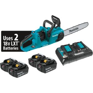 Makita 18V X2 (36V) LXT Chain Saw Kit 14 Cordless Brushless with 4 5.0Ah Batteries