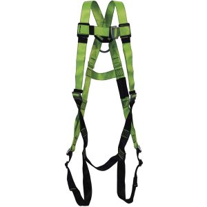 Peakworks Full Body Safety Harness 5-Point Adjustment with Fall Indicator Back D-Ring Pass Thru Leg Buckles Hi-Vis Green/Black Universal Fit