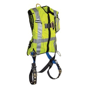 Falltech Hi Visibility Lime Class 2 Vest with Harness S/M