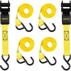 Stanley Ratchet Straps 1 x 10′ 900 lb Break Strength Light Cargo Hauling 4pk