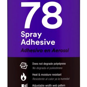 3M Polystyrene Insulation 78 Spray Adhesive Clear Net Wt 17.9 oz