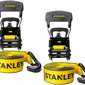 Stanley S1007 Ratchet Tie Down Straps 1.5 x 16′ Heavy Cargo Hauling 3300 lbs Break Strength 2pk