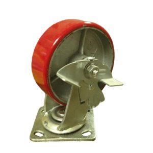 EZ Roll Casters Polyurethane On Steel with Side Brake