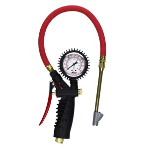 Milton S-577A Pro Analog Pistol Grip Inflator Gauge – Straight Foot Dual Chuck and 15 Hose -230 PSI