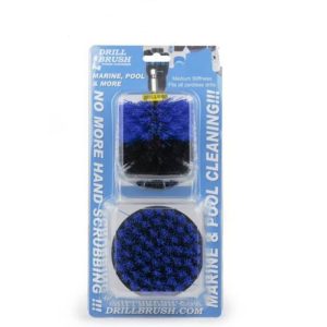 Drill Brush Pool & Marine Cleaning Kit Medium Stiff Nylon Bristles 2pc