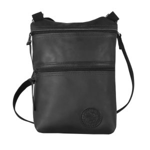 Duluth Pack 4 Liter Capacity Black Smooth Leather Traverse Crossbody Bag
