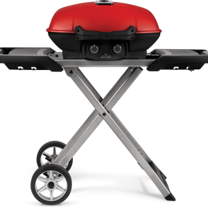 Napoleon TravelQ 285X Portable Propane Gas Grill and Scissor Cart with Griddle Red