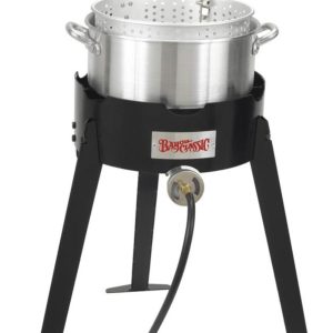 Bayou Classic 22 In. Tall Aluminum Fish Cooker with 10-Qt. Fry Pot and Perforated Basket