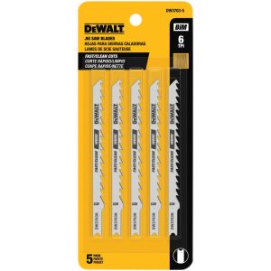 DEWALT 4 In. 6 TPI U- Shank Jig Saw Blades (5)