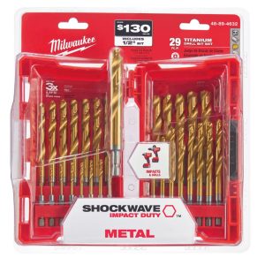 Milwaukee 29-Piece Titanium Nitride SHOCKWAVE Red Helix Drill Bit Kit