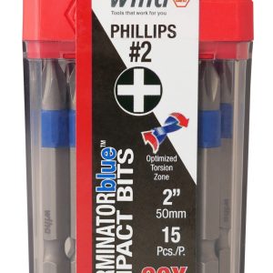 Wiha TerminatorBlue Impact Bit Phillips #2 2 15pk