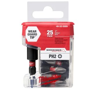 Milwaukee SHOCKWAVE Impact Phillips #2 Insert Bits with Bit Holder 25PK