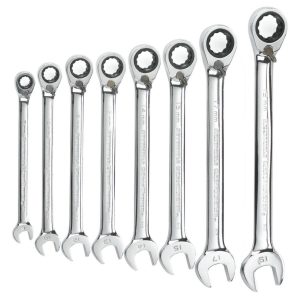 GEARWRENCH 8 Piece 12 Point Reversible Ratcheting Combination Wrench Set Metric