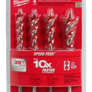 Milwaukee 4 Pc Speed Feed Wood Bit Set