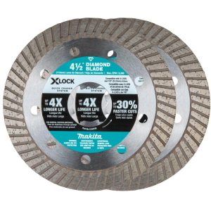 Makita X-LOCK 4-1/2 Turbo Rim Diamond Blade for Masonry Cutting 2/pk