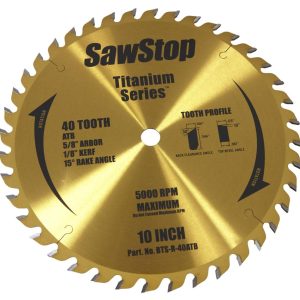 Sawstop 10 In. 40 Tooth (ATB) Ripping Blade – Titanium Series Premium Woodworking Blade