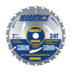 Irwin Marathon 7-1/4 Circular Saw Blade 24T Carbide