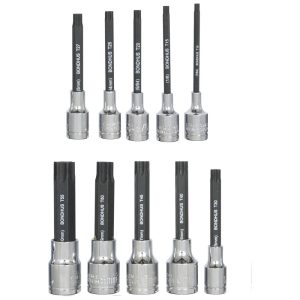 Bondhus Set of 10 2 In. Star Socket Bits with Sockets