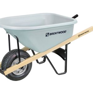 Brentwood 6 In. Turf Tire 6 Cube HDPE Single Wheel Moss Wheelbarrow