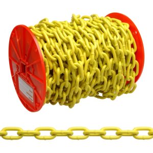 Campbell 3/16 Grade 30 Proof Coil Chain Yellow Polycoat 100′ Per Reel