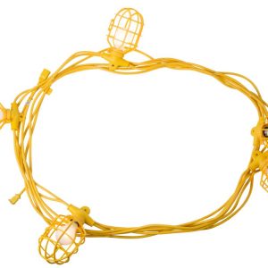 Bergen Industries 50 ft. 14/2 SJTW 5-Cage Temporary Work Light Stringer 15A Male/Female Ends Yellow