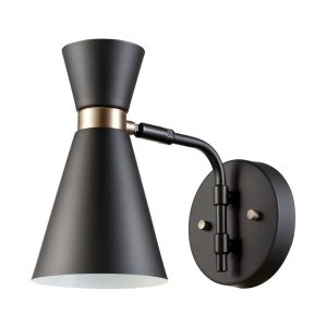 Globe Electric Belmont Wall Sconce Satin Black Hourglass 1 Light