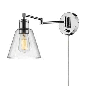 Globe Electric LeClaire Wall Sconce 1 Light Chrome Clear Vintage